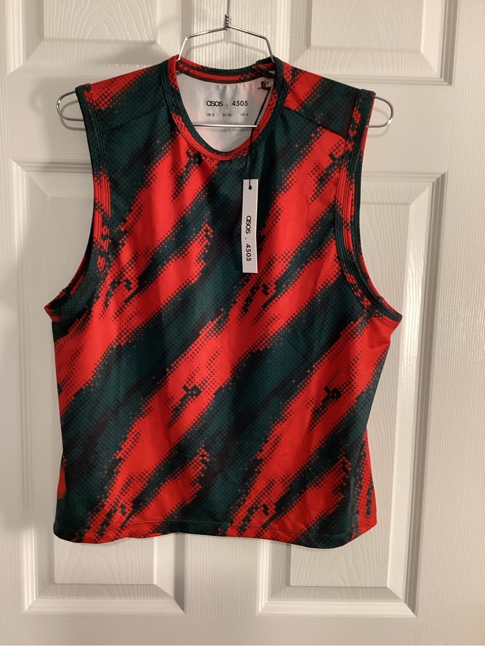ASOS Red and Dark Green Mesh Tank and Legging Gym Workout Set